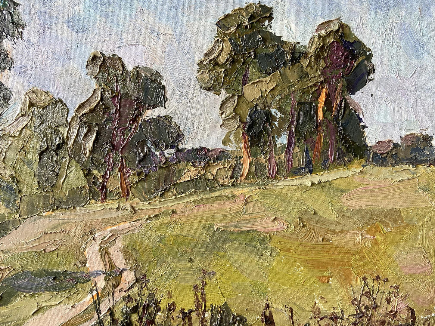 Impasto oil painting by Gaponchenko Ivan Ivanovich: textured forest landscape