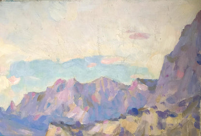 Oil painting of Bortnikov Nikolay Fedorovich purple-blue mountain range