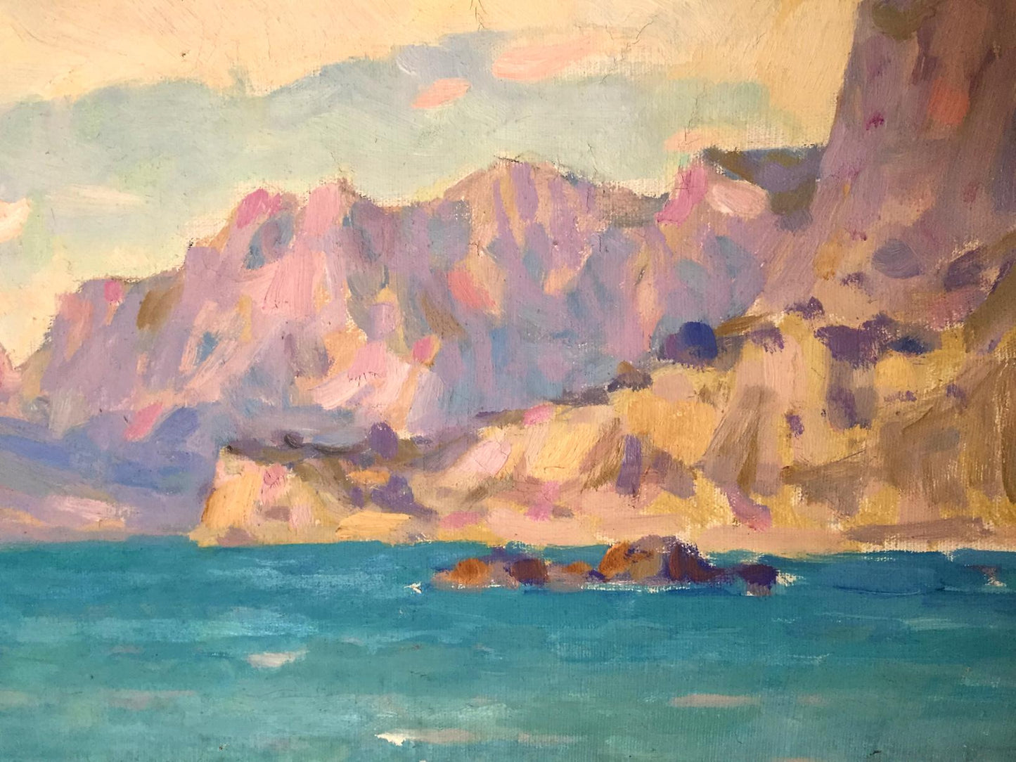 Vibrant impressionist oil painting of coastal cliffs by Bortnikov Nikolay Fedorovich