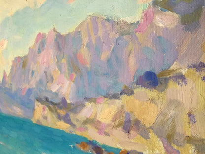 Vibrant impressionist oil painting of coastal cliffside seascape by Bortnikov Nikolay Fedorovich