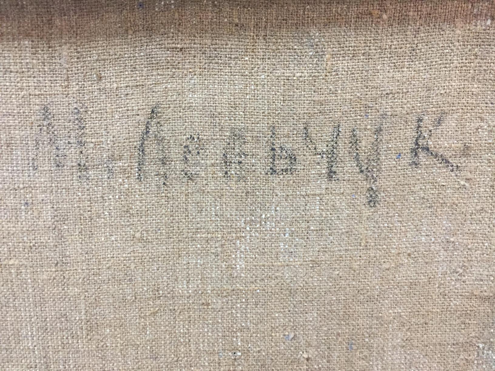 Back of Oil painting Kiev by Lelchuk-M.aya Marina Grigorievna, beige canvas with faint gray signature