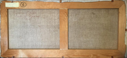 Back of Nikolay Fedorovich Bortnikov seascape oil painting canvas with beige linen panels
