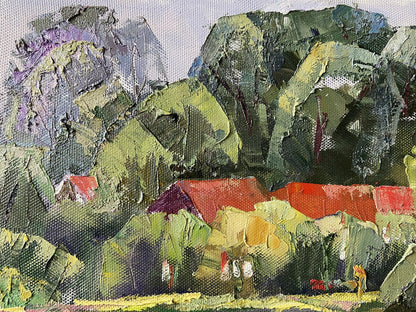 In this artwork, Gaponchenko depicts a venerable estate or manor house