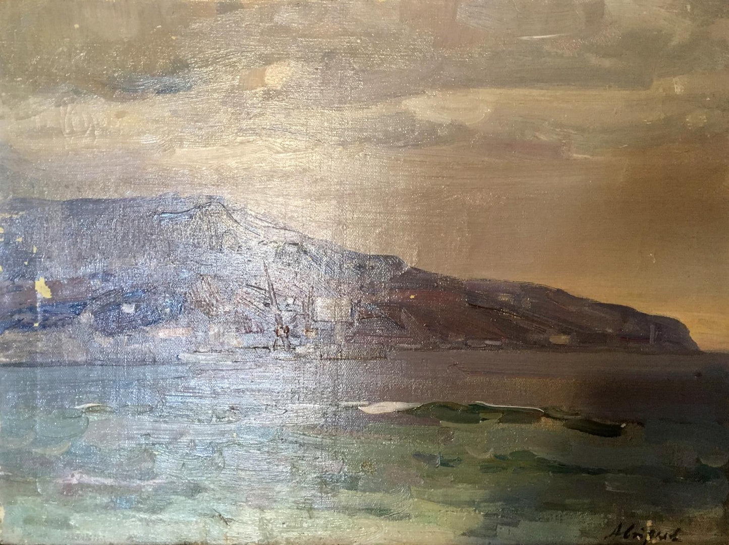 Oil painting of Baltic Sea by Strelov Arkady Efimovich, textured coastal landscape