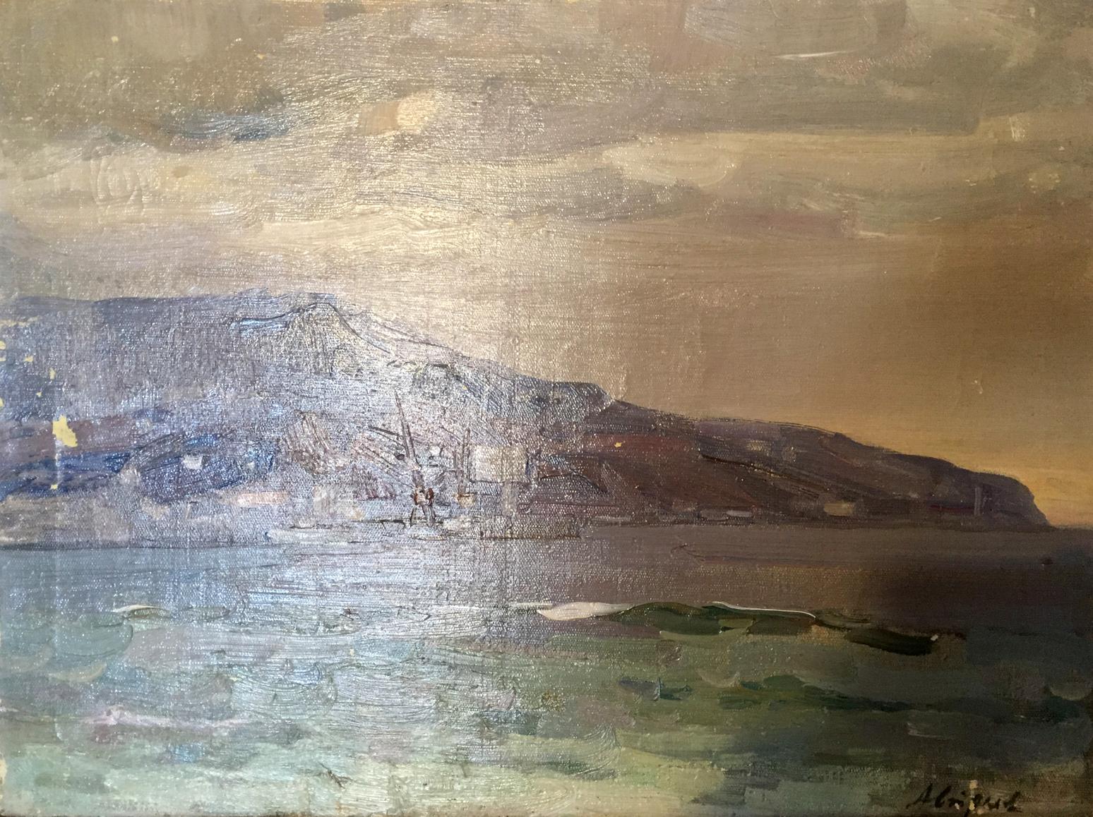 Oil painting of Baltic Sea by Strelov Arkady Efimovich, textured coastal landscape