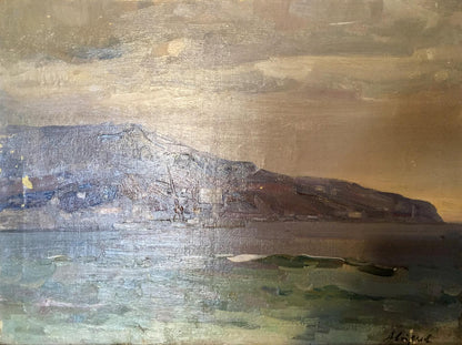 Oil painting of Baltic Sea by Strelov Arkady Efimovich, textured coastal landscape