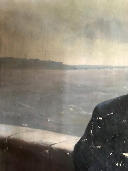 Oil painting of Lenin on the embankment by Mykhailo Tsalovich Loshak