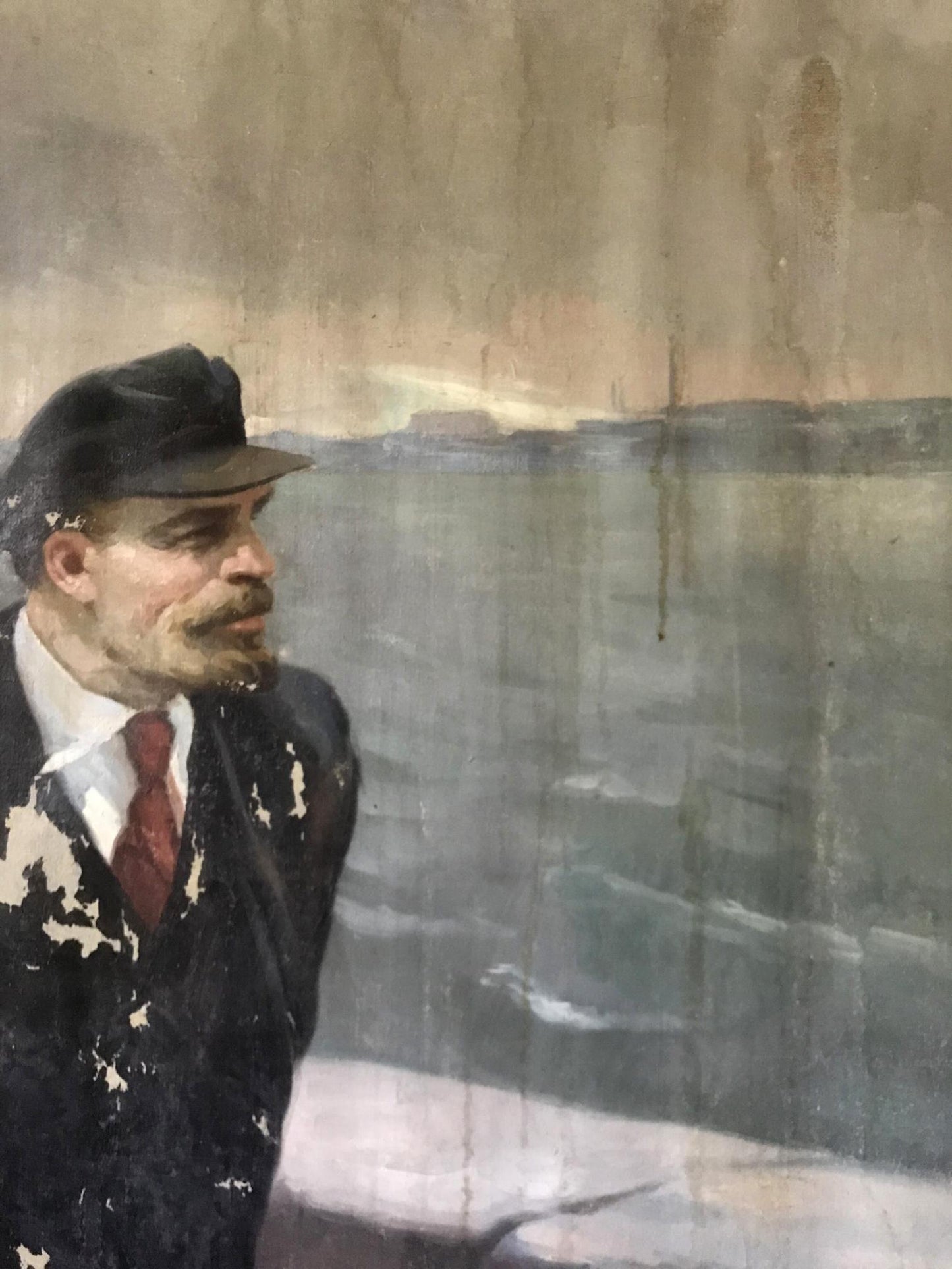Oil painting of Lenin on embankment by Mykhailo Tsalovich Loshak