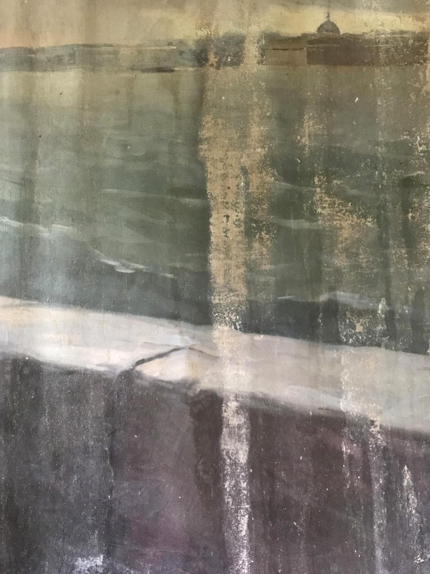 Weathered green beige wall texture in Tsalovich Loshak Lenin oil painting