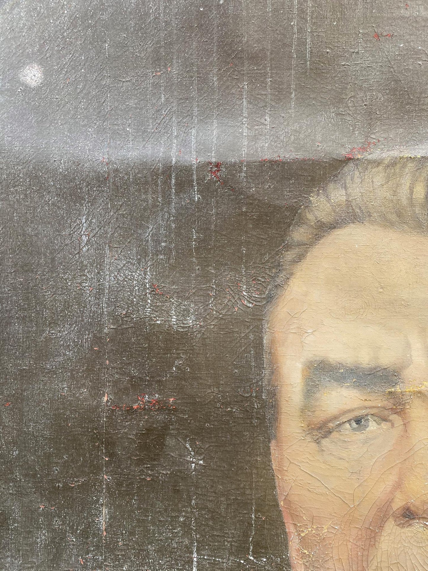 Textured oil portrait of Brezhnev in social realism style