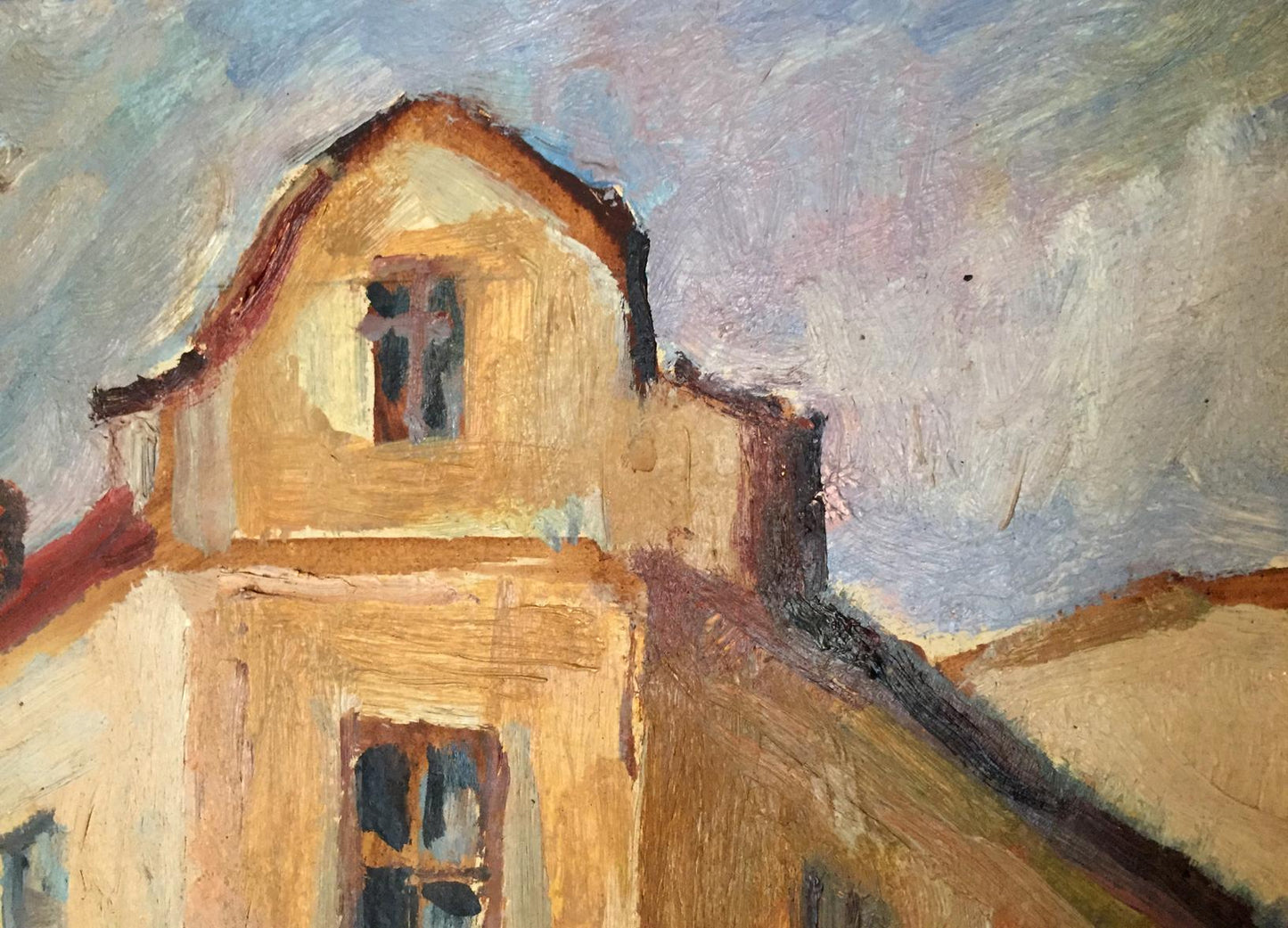 Warm-toned impressionistic oil painting of Ushinsky Lane by Strelnikov Vladimir Vladimirovich