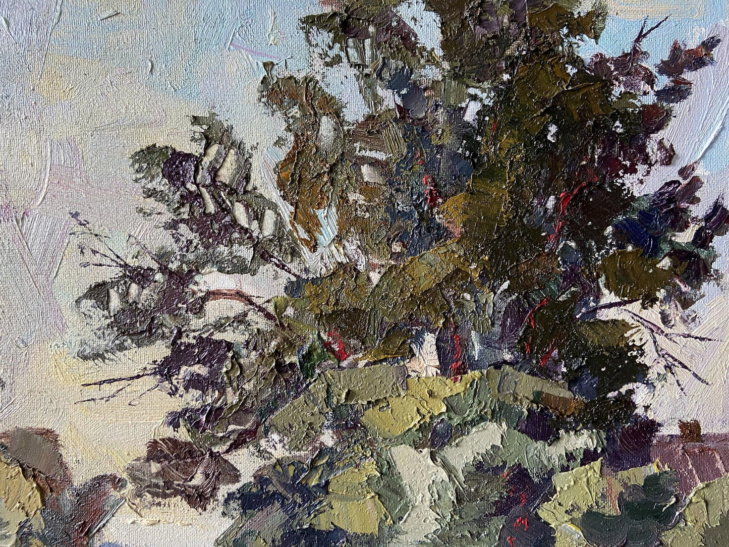 Textured impressionist oil painting Road to the River by Gaponchenko Ivan Ivanovich