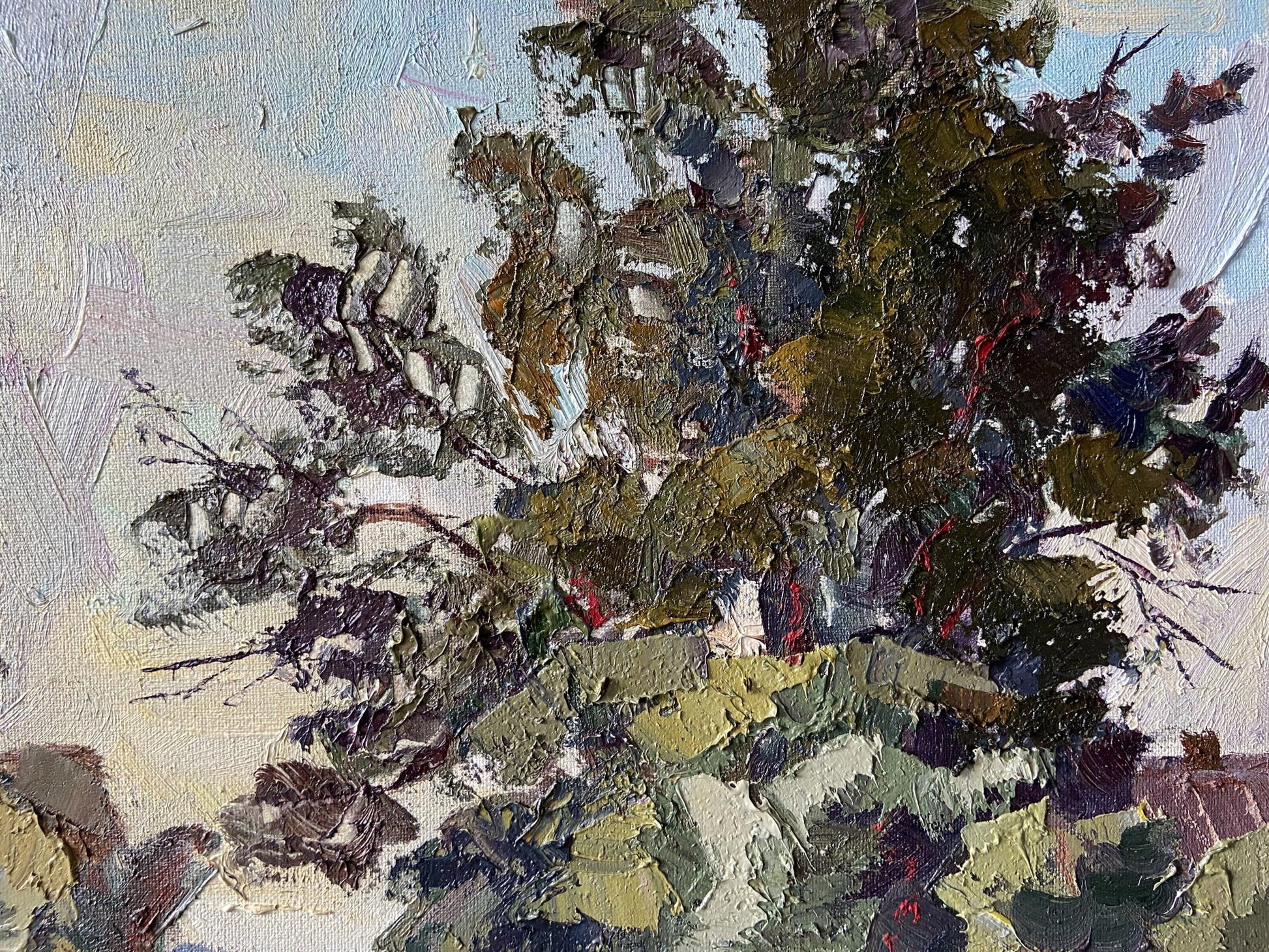 Textured impressionist oil painting Road to the River by Gaponchenko Ivan Ivanovich