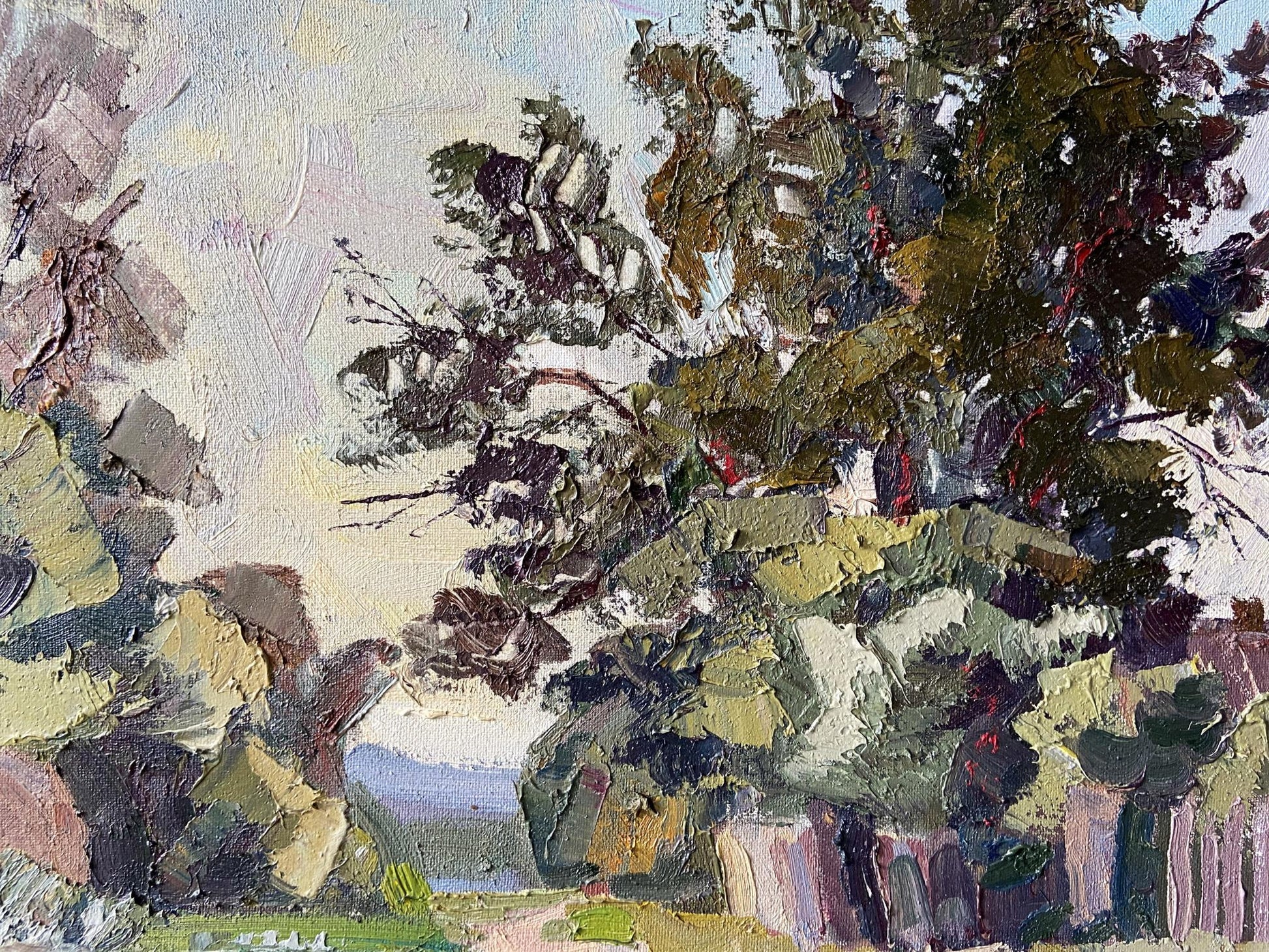 Textured impasto oil painting of Road to the River by Gaponchenko Ivan Ivanovich