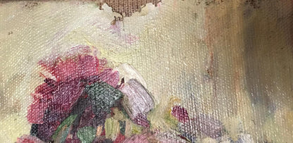 Impressionistic oil painting by Saushkin Petr Kuzmich of pink purple flowers