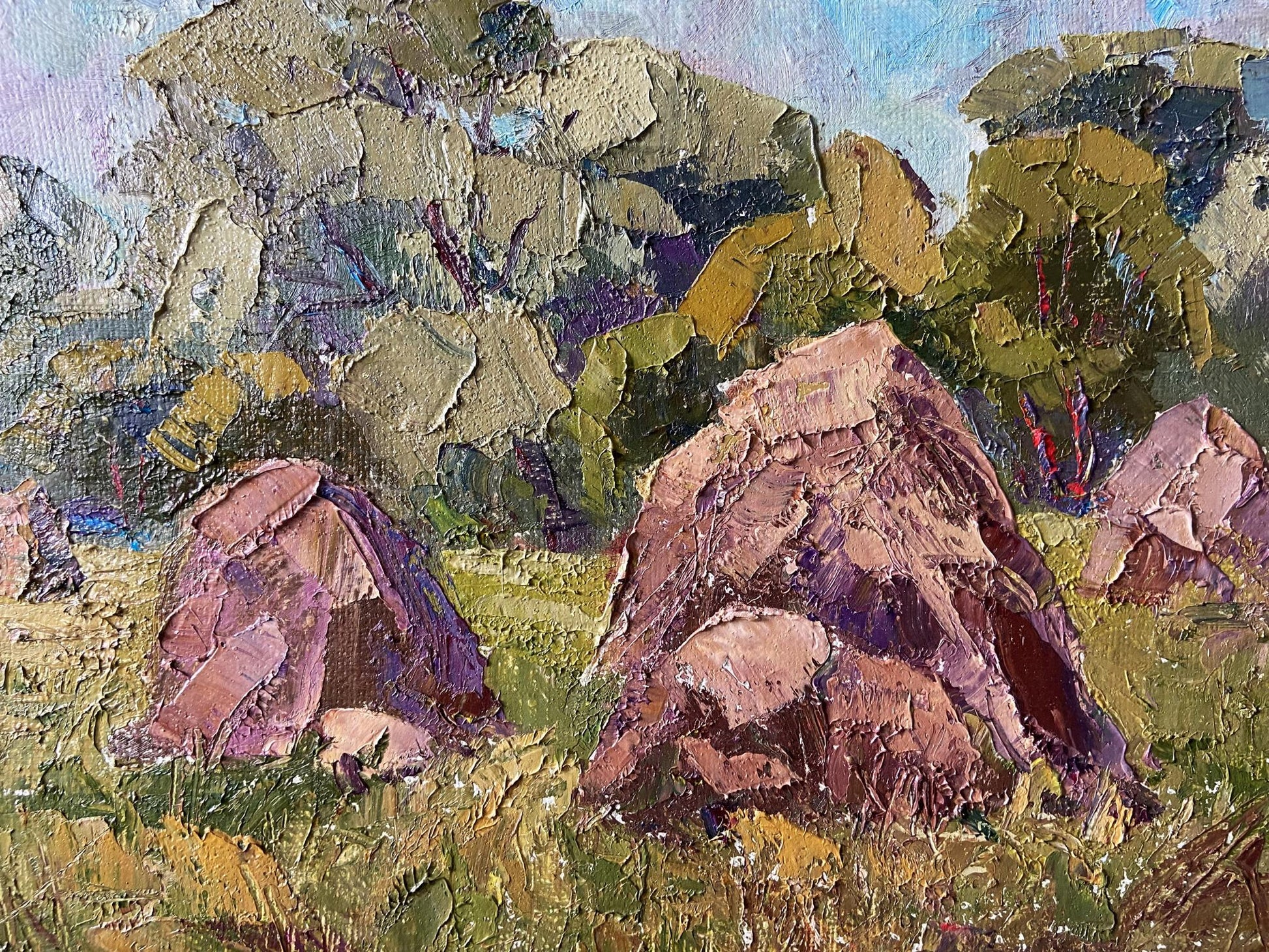 Textured impressionist oil painting by Gaponchenko Ivan Ivanovich of rocky outcrops