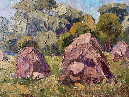 Textured impressionist oil painting by Gaponchenko Ivan Ivanovich of rocky outcrops