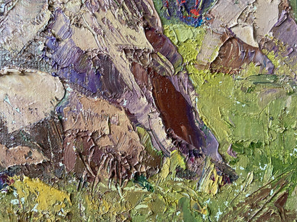 Oil painting Haystacks by Gaponchenko Ivan Ivanovich with impasto earthy tones