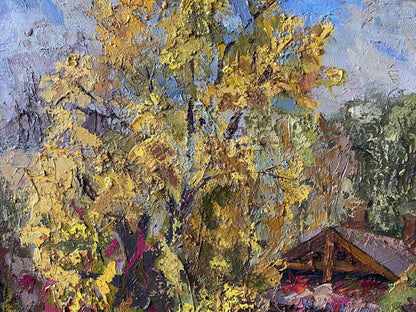 Oil painting Autumn in the village by Gaponchenko Ivan Ivanovich