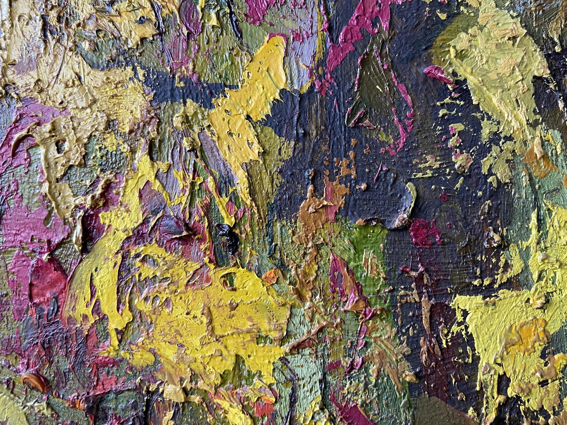 Oil painting Autumn in the village by Gaponchenko Ivan Ivanovich, vibrant impasto textures