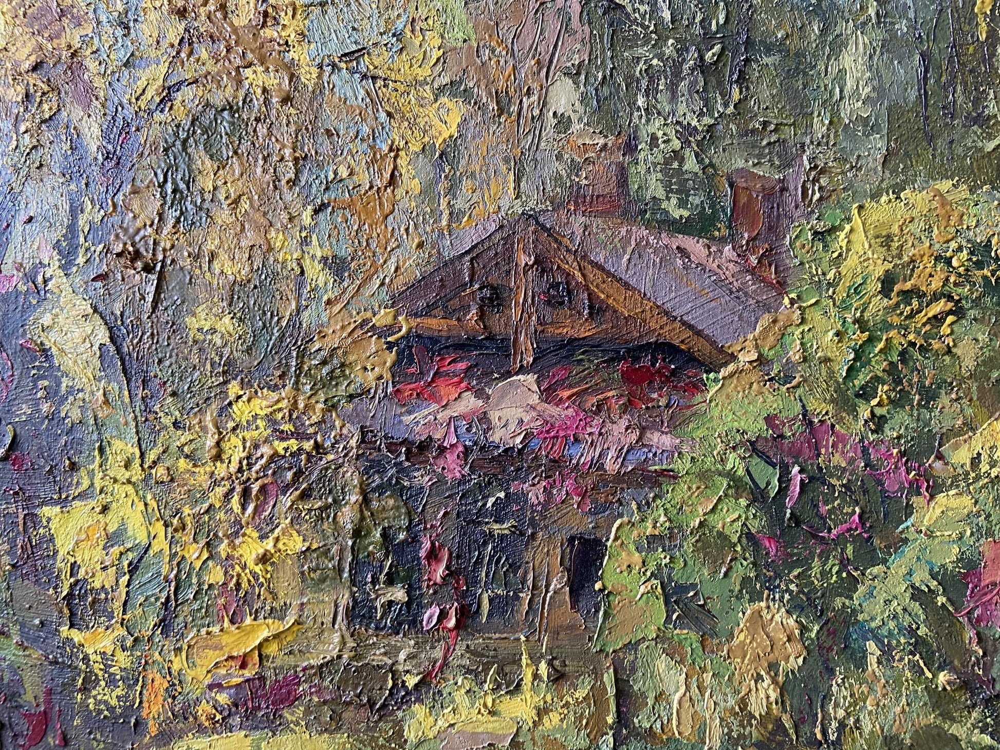 Oil painting Autumn in the village by Gaponchenko Ivan Ivanovich