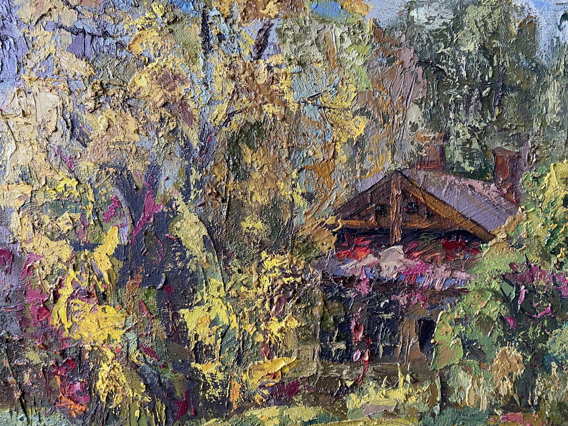 Oil painting Autumn in the village by Gaponchenko Ivan Ivanovich