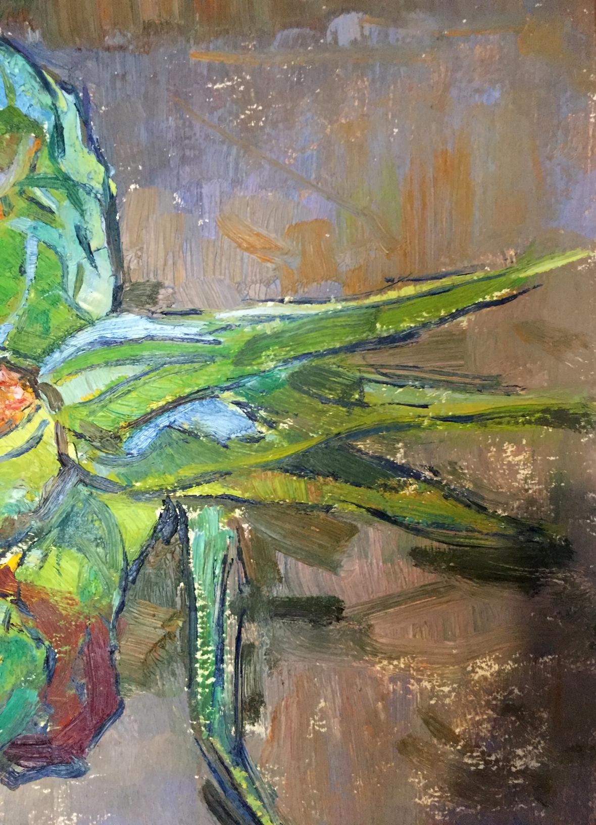 Oil painting of vibrant green aloe vera plant by Chehodar Vasyl