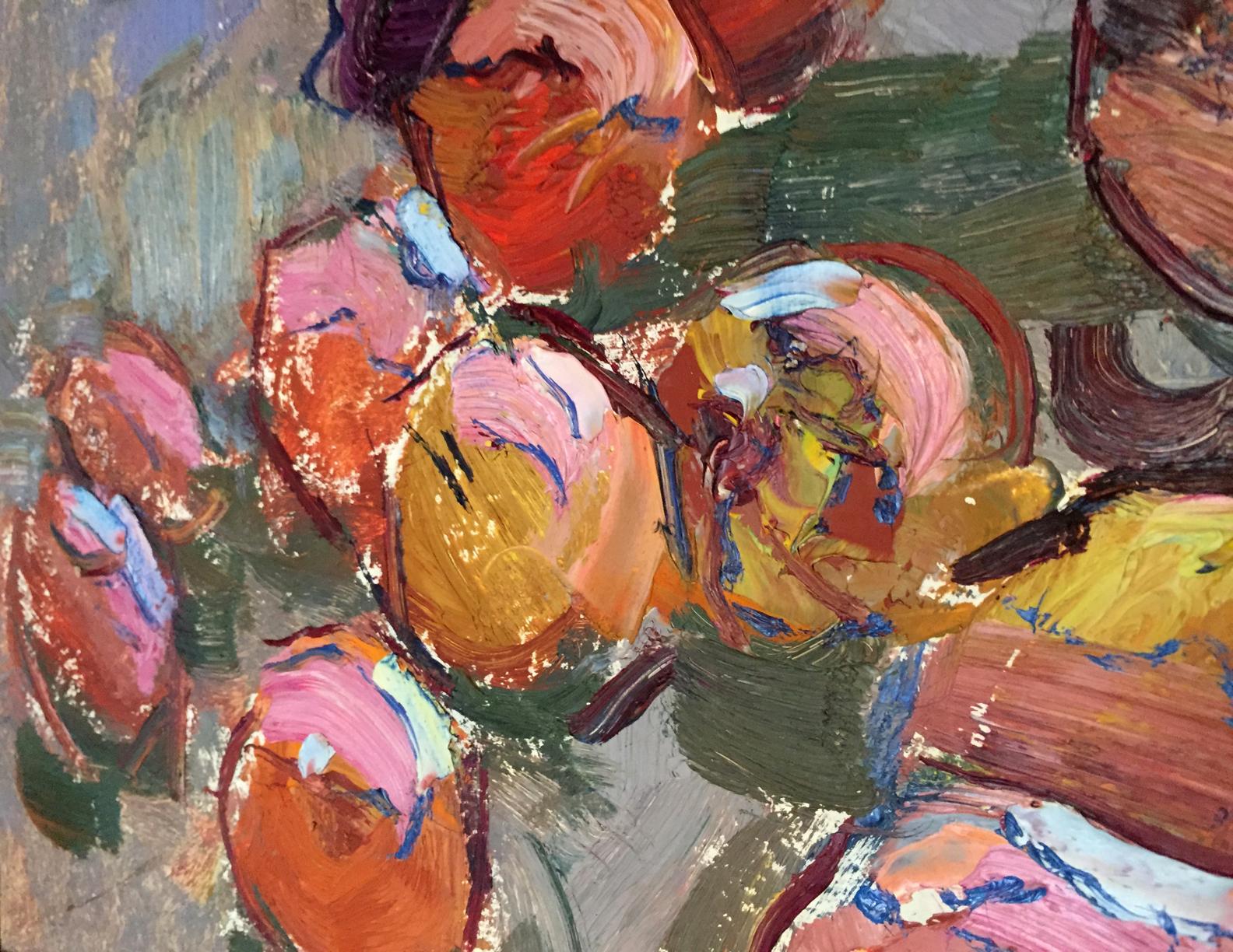 Oil painting Still life with corn by Chehodar Vasyl vibrant abstract colors