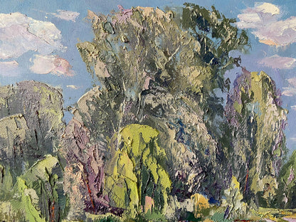 Impasto landscape by Sunny Gaponchenko Ivan Ivanovich, rugged rocks in earthy tones