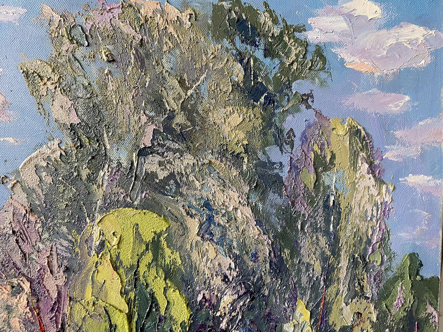 Textured impasto oil painting by Sunny Gaponchenko Ivan Ivanovich, rocky landscape