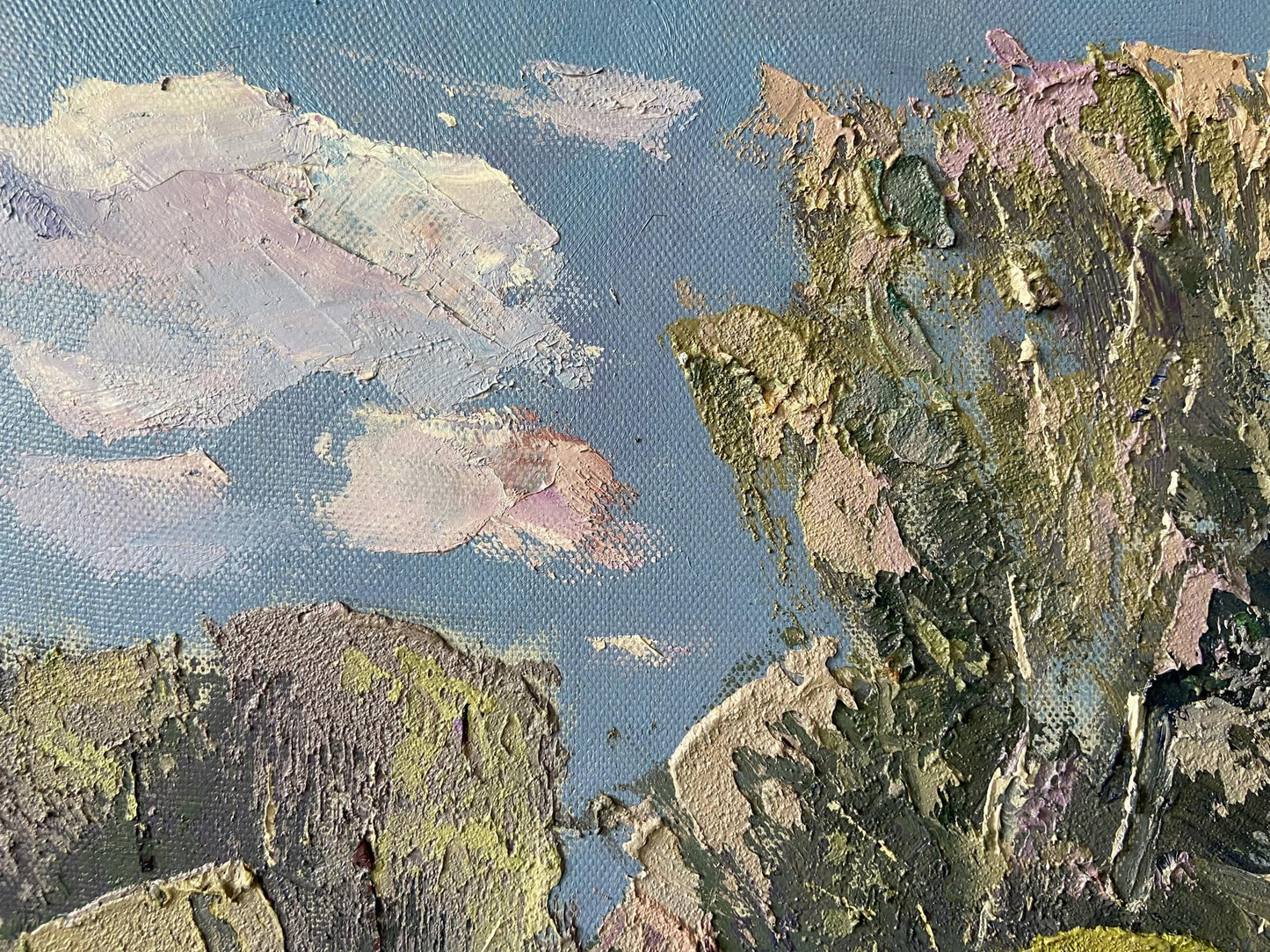 Oil painting Sunny Gaponchenko Ivan Ivanovich with impasto blue sky and foliage