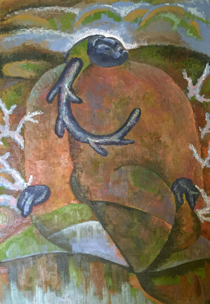 Oil painting Tabalah-urasa by V. Kudrin, textured earth-toned abstract figure