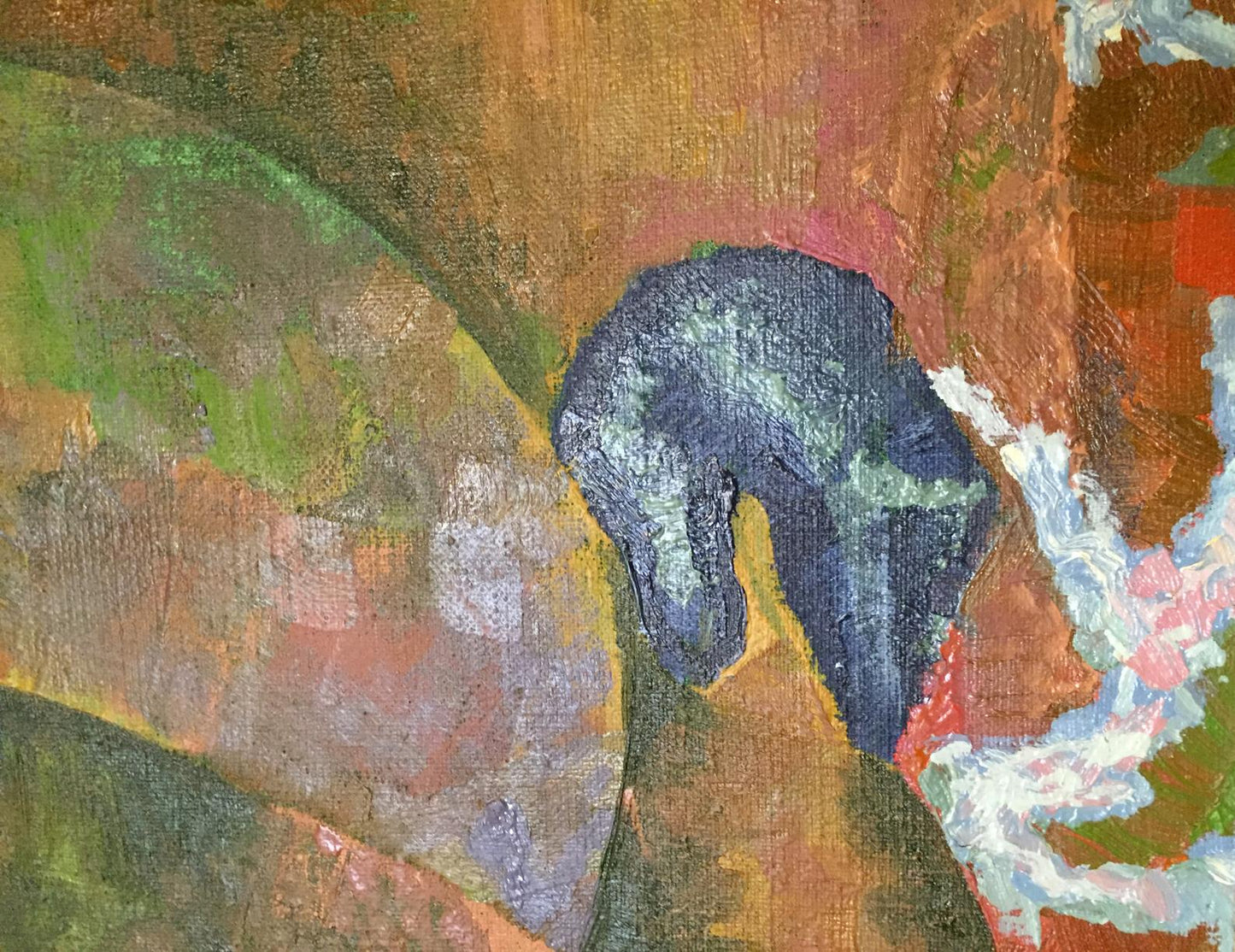 Oil painting Tabalah-urasa by V. Kudrin: dark blue textured abstract shape