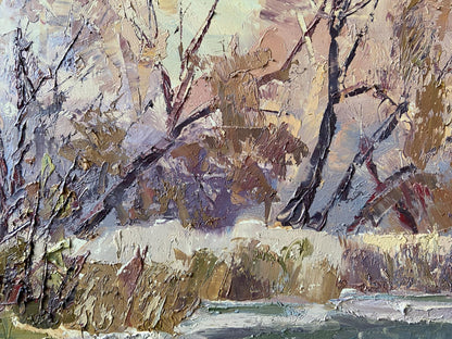Impasto oil painting Evening on the Vorskla River by Gaponchenko Ivan Ivanovich