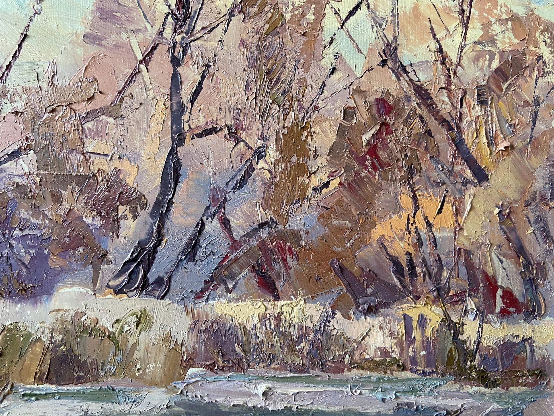 Impasto oil painting Evening on Vorskla River by Gaponchenko Ivan Ivanovich