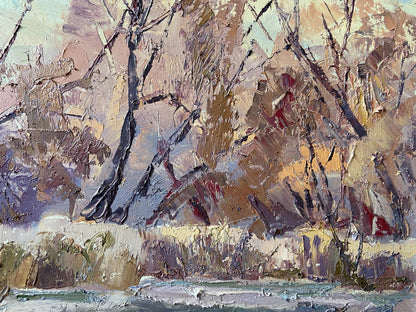 Impasto oil painting Evening on Vorskla River by Gaponchenko Ivan Ivanovich