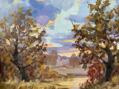 Oil painting Autumn evening by Gaponchenko Ivan Ivanovich, serene autumn landscape