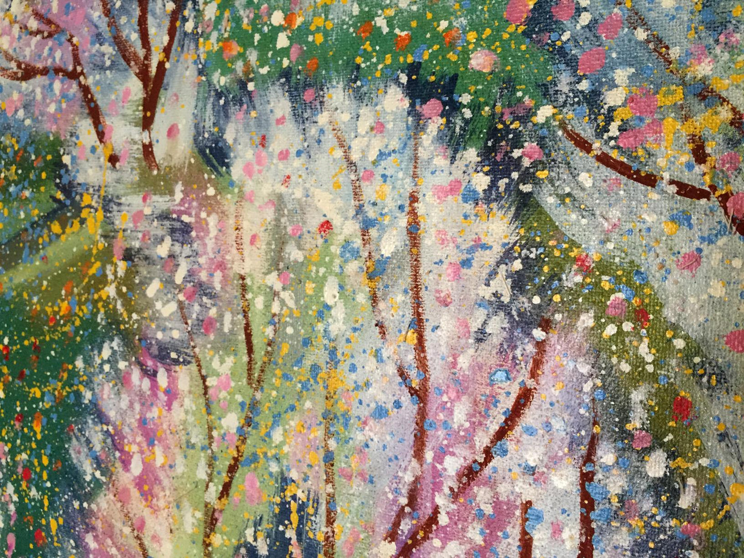 Vibrant Pavasaris oil painting by Danne Eric Edmundovich with colorful splatters