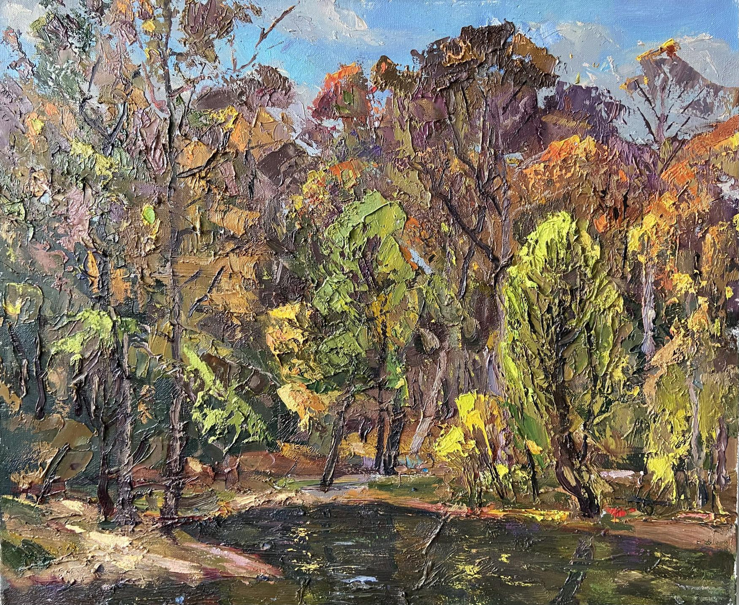 Oil painting of beautiful autumn forest by Gaponchenko Ivan Ivanovich
