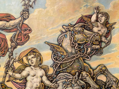 Oil painting of Neptune and Amphitrite by Litvinov Oleg Arkad’yevich with cherub chariot
