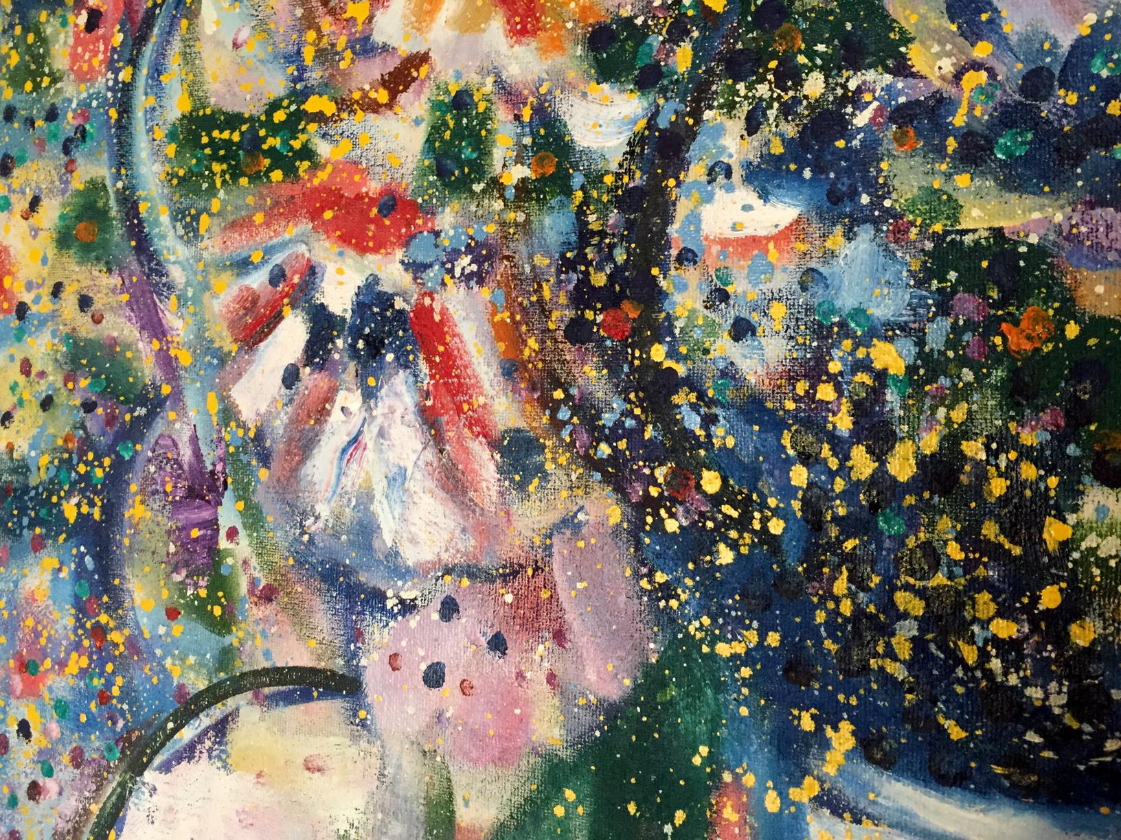Abstract Oil painting Ziedi Danne Eric Edmundovich with vibrant splatters