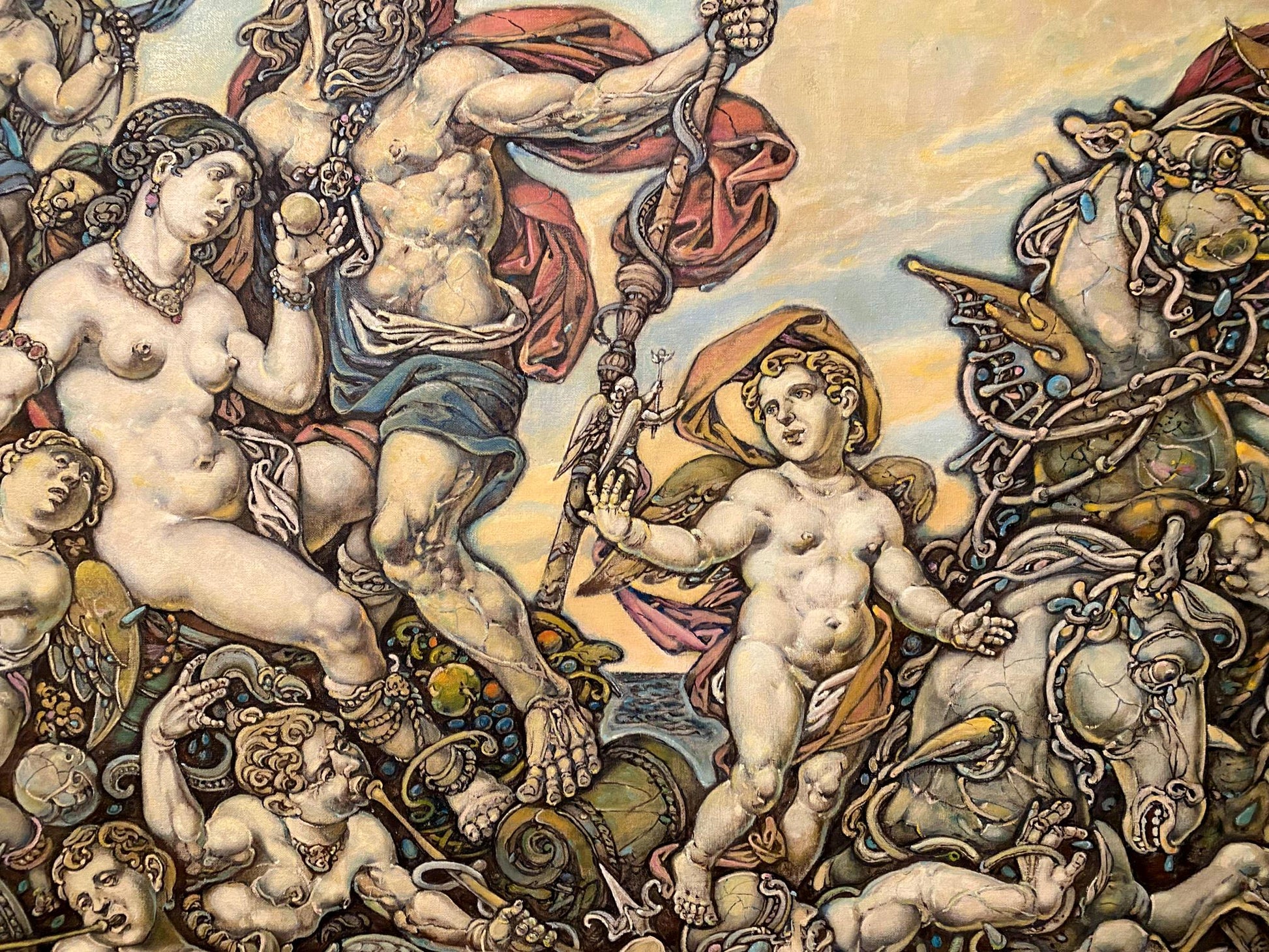 Oil painting of muscular Neptune and Amphitrite by Litvinov Oleg Arkad’yevich