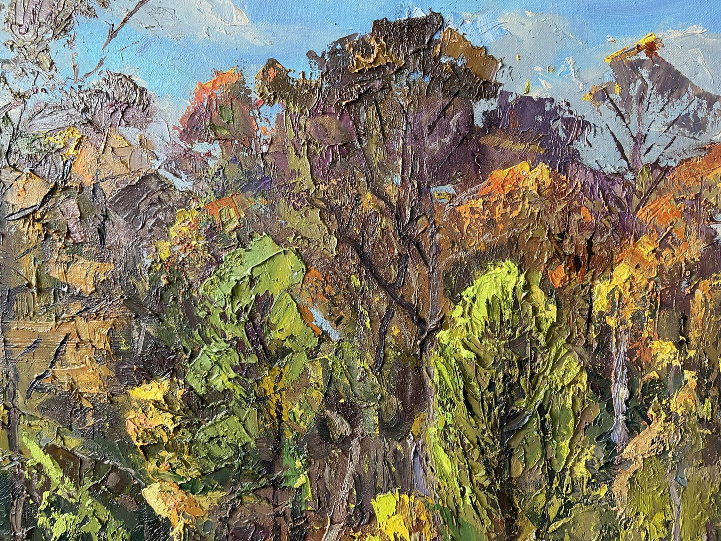 Impasto oil painting of autumn trees by Gaponchenko Ivan Ivanovich