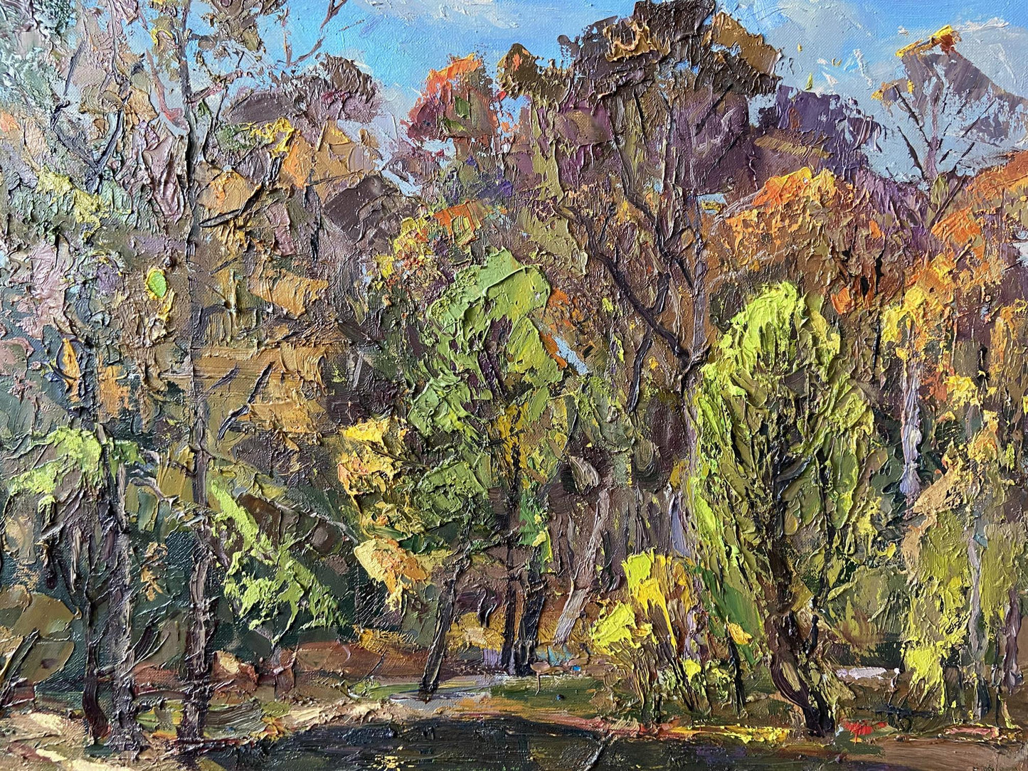 Impasto oil painting of autumn trees by Gaponchenko Ivan Ivanovich