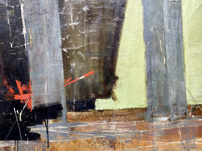 Oil painting Monument by Vladimir Vasilievich Korsun, abstract bold gray strokes