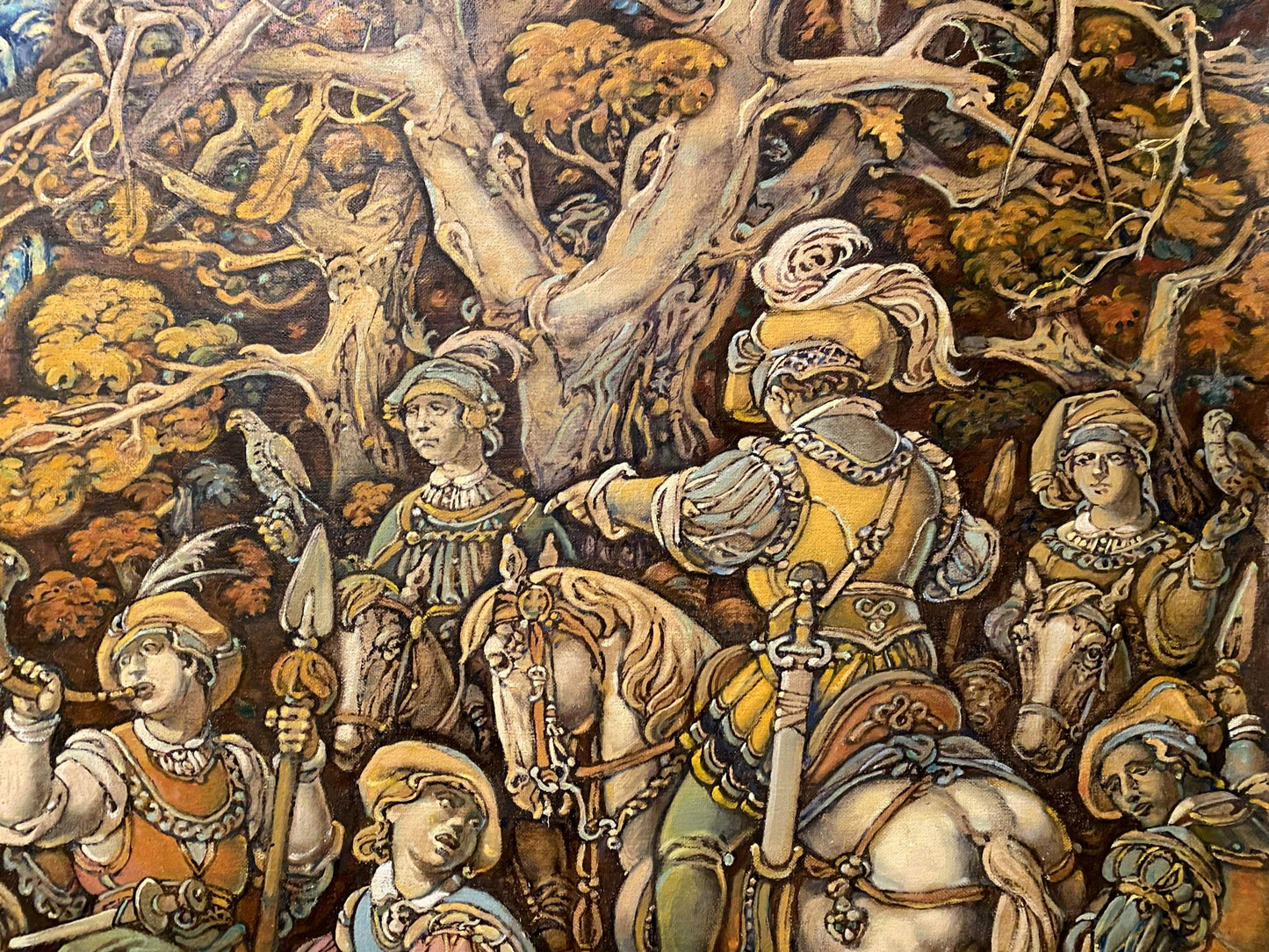 Oil painting by Litvinov Oleg Arkad’yevich of medieval knights procession