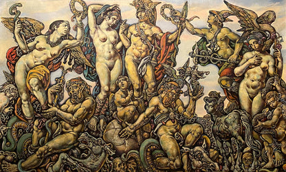 Oil painting of Mars and Venus by Oleg Litvinov, classical mythological figures