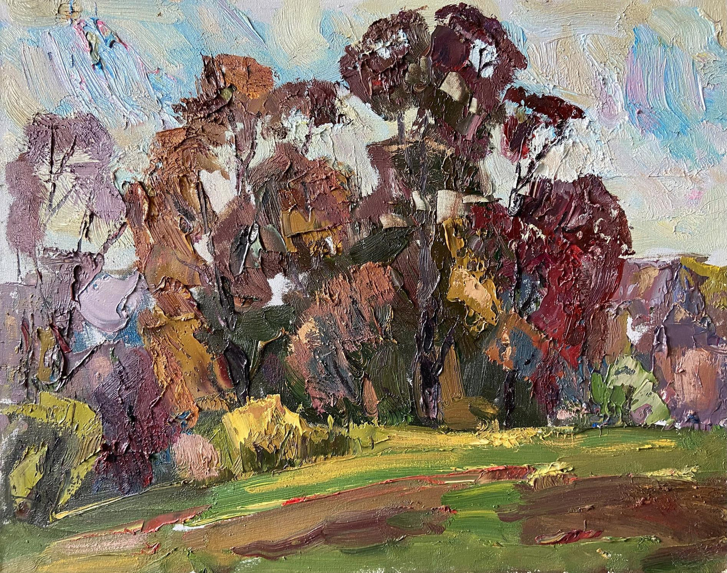 Oil painting In the Woods by Gaponchenko Ivan Ivanovich, autumn foliage