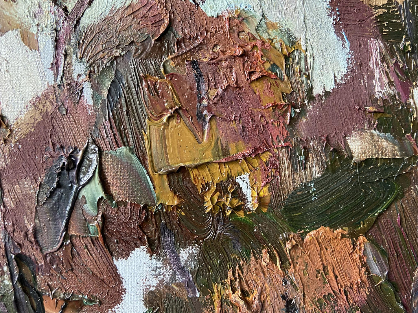 Oil painting In the Woods by Gaponchenko Ivan Ivanovich, textured impasto earth tones