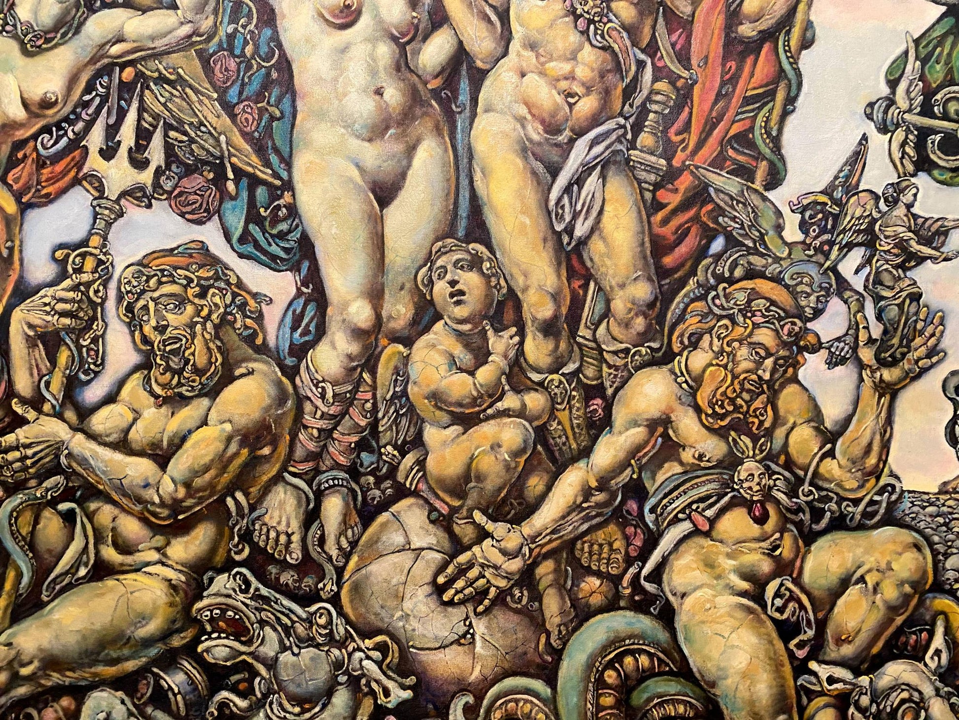 Oil painting portrait of muscular Mars and Venus by Oleg Litvinov